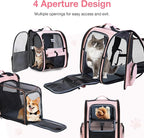 Lekebobor Large Cat Backpack Carrier Expandable Foldable Pet Carrier Backpack for Small Dogs Puppy Medium Cats Fit Up to 18 Lbs for Travel, Hiking,Pink