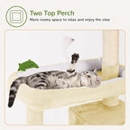 Cat Tree Tower 53 inch - Multi-Level Indoor Activity Center with Sisal Scratching Posts, Condo, Plush Perch & Hanging Toys for Large Cats (Beige)
