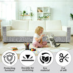 Cat Scratch Couch Furniture Protector,Trimmable Self-Adhesive Cats Claws Scratch Pads, Sisal DIY Climbing Couch Protector for Scratch Post Cat Tree Replacement Indoor(Light Gray, 78.7"x15.8")