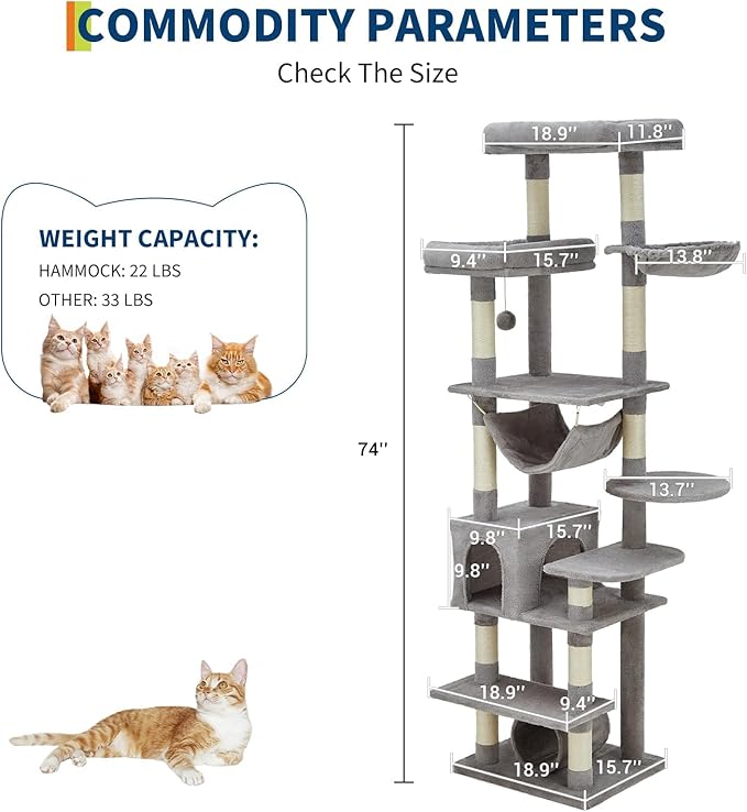 Cat Climbing Frame with Cat Bed - Cat Food Station, Cat Relaxation Area, Cat Climbing Tower, Cat Activity Center, and Plush Cloth Cat Tree