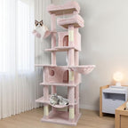 Anwick 68" Tall Cat Tree Tower with Scratching Posts, Cat House with Hammocks, Cat Condos for Indoor Cats, Removable Cushions, Multi-Level Cat Playground (Pink)