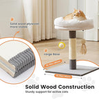 Gardner Pet 20" Cat Tree, Solid Wood Small Cat Tree with Cat Scratching-Posts & Hanging Toys for Kittens(Grey, Circle-Corduroy)