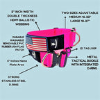 Tactical Dog Collar 2 Inch Wide Thick Heavy Duty Military Style with Metal Buckle, Adjustable for Medium - Large Breeds, Durable K9 Training Gear with Patch Area, USA Flag Patch, Strong and Secure Fit