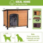 GUTINNEEN Large Heated Dog House Outdoor Dog House Insulated Weatherproof Dog Kennel with Safe Heating Pad, Thermal Liner, Chew-Proof Metal Frame for Medium to Large Dog Breeds, 33.5" L×22" D×25.2" H