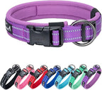 EXCELLENT ELITE SPANKER Reflective Dog Collar Classic Soft Padded Breathable Nylon Adjustable Pet Collar with Quick Release Buckle for Boy Girl Male Female Small Medium Large Dogs Training(Purple-L)
