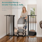 Cumbor 36" Extra Tall Baby Gate, 30-54" Wide Dog Gates for Large Dogs, Dual Lock & Self-Closing Child Gate for Stairs, Doorways & Hallways, Pressure Mounted Safety Proofing for Babies & Pets, Black