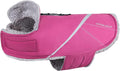 VIVAGLORY Snowrap Dog Coat, Jacket with Harness Hole, Dog Coat for Winter & Cold Weather, Fluffy Warm Fleece Lined Reflective Water Resistant for Puppy, L, Fuchsia