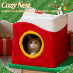 Christmas Decorations, Christmas Cat Tree with Crown Perch, 29.5in Festive Cat Tower with Sisal Scratching Ramp & Hanging Toys, Small Holiday Cat Condo for Indoor Cats, Christmas Decor for Pet