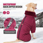 Warm Coat With Double Zipper, Winter Clothes for Small Medium Large Dogs, Turtleneck Puffer Jacket, Two Legs Cold Weather Coats, Wind & Waterproof Winter Jacket