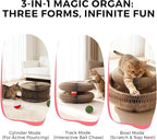 Magic Organ Cat Scratcher Toy, Large Extra-Thick Interactive Foldable Accordion Cardboard Scratching Board with Catnip & Bell Ball, Magnetic Enrichment Toy for Indoor Cats & Kittens