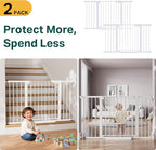 Cumbor 2 Pack 29.7-51.5" Extra Wide Baby Gate for Stairs, Easy Walk Through Dog Gates for Doorways, Pressure Mounted Pet Gate Indoor, Safety Auto-Close Child Gate for Kids with 4 Wall Cups, White