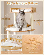 Heybly Cat Tree, 70.5 Inch Wood Tall Cat Tower for Large Indoor Cats with Extra Stable Structure, Modern Cat Furniture with All-Sisal Scratching Posts, Cat Condo & Hammocks, Walnut HCT121WB