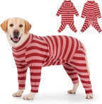 Dog Coats Autumn Winter Jumpsuit for Large Medium Dogs, Warmer Recovery Suit Polar Fleece Dog Bodysuit Lightweight Pajamas Pullover Stretchy Onesie Four-Legged Cold Weather Clothes (XL, Xmas)