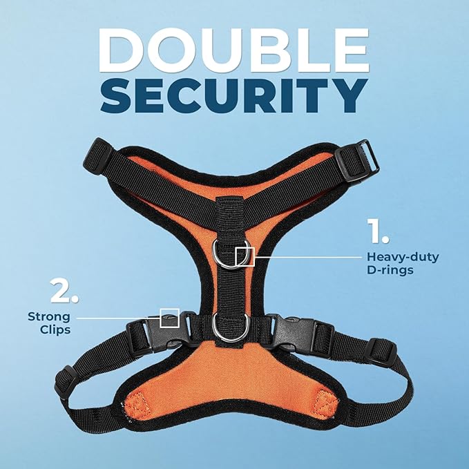Voyager Step-in Pet Harness - All Weather Mesh, Adjustable Step in Harness for Cats and Dogs by Best Pet Supplies - Orange/Black Trim, S