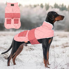 KYEESE Dog Coat Warm Pet Winter Puffer Coat with Leash Hole Soft Dogs Jacket with Pocket Windproof Pet Sweater Waterproof Pets Clothes for Cold Weather Thick Dog Coats for Medium Dogs