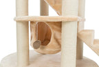 TRIXIE Elsa Senior Cat Tower with Scratching Posts, Hammock, Stairs, Top Platform Bed, Dangling Pom-Pom Beige