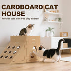 DIY Cat Scratcher Cardboard House, Scratching Cat Play House, a Versatile Box, Indoor Kitty Scratcher Hideout for One or More Cats Brown, Cat Tower Castle Tunnel 10 Parts