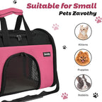 Zavothy TSA Airline Approved Soft-Sided Pet Carrier for Small to Medium Cats and Puppies, Up to 15 Lbs – Collapsible Travel Carrier for Dogs & Cats, Pink
