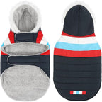 HDE Dog Puffer Jacket Fleece Lined Warm Dog Parka Winter Coat with Harness Hole Patriotic - M