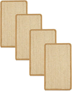 SHENGOCASE 4-Pack 10" x 15.7" Sisal Cat Scratching Mat Pad with Hook & Loop Tapes for Wall Couch, Window Perch, Cat Wall Furniture Shelve