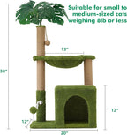 37" Cat Tree Tower for Indoor Cats Multi-Functional Comfy Cat Bed - with Sturdy Scratching Post, Cozy Hammock for Kittens and Small Cats,Cute Cat Tower with Fun Mouse Hole and Toy Ball