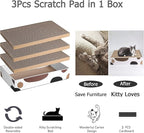 3 Packs Cat Scratcher Pad with Cat Box,Durable Cat Scratcher Cardboard Refill,3 in 1 Recyclable Cardboard Cat House Suitable for Cats to Rest,Grind Claws and Play,Reversible Scratch Box 17"x10"