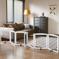 Freestanding Pet Gates with Walk Through Door, Dog Indoor Fence, Dog Gate for The House, Stairs, Extra Wide Pet Gate, Support Feet Included, 120 Inch Wide, 6 Panels 24" Tall, White & Black