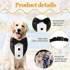 Dog Tuxedo Bandana Collar with Bow Tie, Adjustable Formal Suit Costume for Small Medium Large Dogs, Wedding Engagement Birthday Pet Outfit (Large)