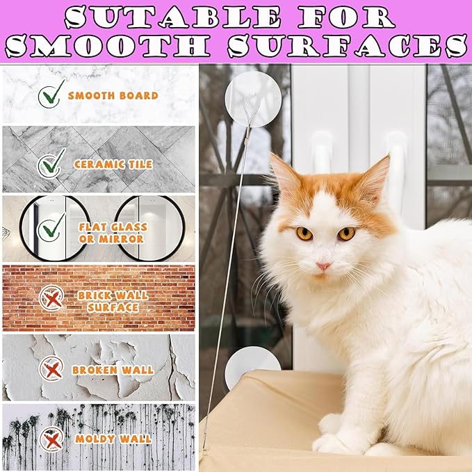 Cat Window Perch Suction Cup - 4 Pack Replacement Clear PVC Sucker Pads for Cat Hammocks, Beds, Perches - Strong & Powerful Large Suction Cups (3.4in/85mm)