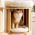 HITTITE Solid Wood Cat Tree Tower with Scratching Post, 61 Inches Tall Cat Towers with Capsule and Condo, Modern Cat Tower with Climbing Ladder and Removable Top Bed for Indoor Cats.