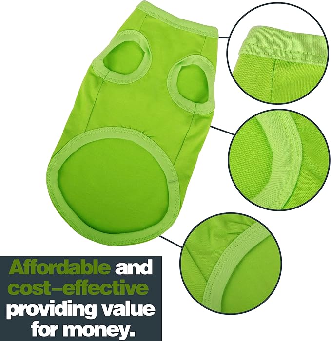 Elevate Your Dog's Fashion Quotient with Colorful and Breathable Sleeveless Cotton Shirts! Perfect Pet Apparel for Small to Medium Dogs Green 3XL