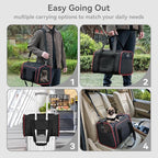Petsfit Expandable Dog Carrier Large Cat Carrier, Soft-Sided Portable Collapsible Pet Travel Carrier for Kittens, Puppies or Small Animals, 19 x12x12 Inches, Black