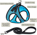BOOMIBOO Dog Harness with Leash Set, No Pull Adjustable Reflective Step-in Puppy Pet Vest Harnesses for Small Medium Large Dogs and Cats,Blue Stripe M