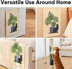 FUKUMARU Sisal Cat Scratching Mat, 23.6 x 15.7 Inch Natural Sisal Cat Scratch Pad Mats for Indoor Cats, Horizontal Cats Wall Scratcher Kitten Floor Rug with Sticky Tapes, Furniture Protector(Monstera)
