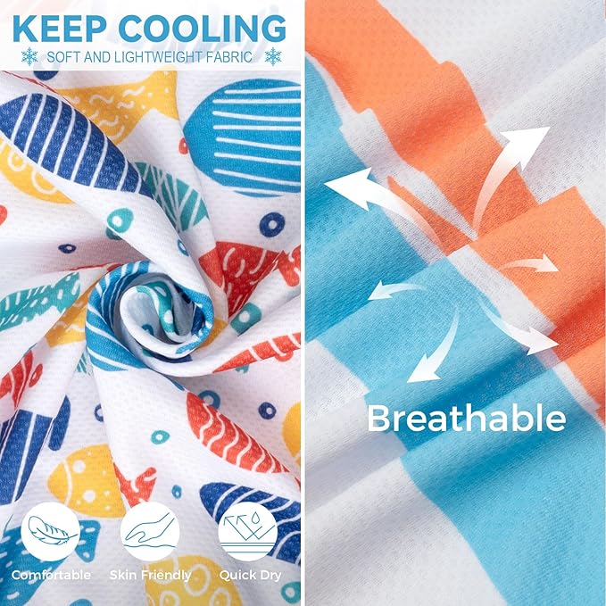 cyeollo 2pack Dog Cooling Shirt, Breathable Sleeveless Summer Clothes for Dogs, Intant Cool T Shirts for Small Dogs, Blue Fish S