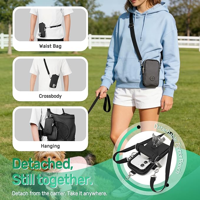 YUDODO Dog Front Backpack Carrier 5-15 lbs, Soft Breathable Pet Front Facing Carrier with Adjustable Straps, Multi-Pocket Design, for Small Dogs & Cats (with Detachable Sling Pouch - Black)