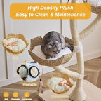 52” Tall Modern Cat Tree Tower for Large Cats| Cat Scratching Posts with Hand Woven Baskets and Mats| Luxury Cat Condo for Multiple Cats | Cat Furniture for Gifts （52” Natural）