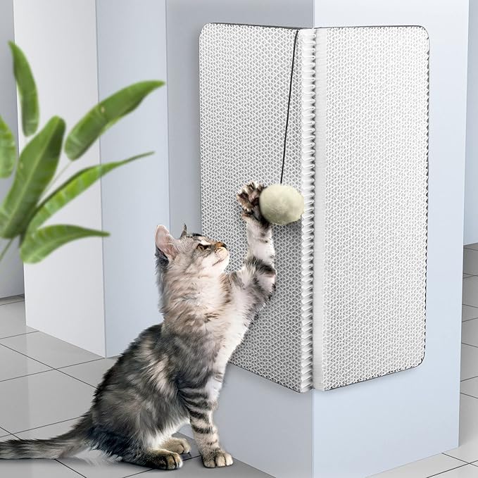 Handy Hound Cat Corner Scratcher - Innovative Cat Scratch Pad for Wall and Corner - Durable and Fun Cat Wall Scratcher for Sharp Claws - White