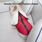 Fleece Lining Dog Hoodie with Harness Built in,Extra Warm Medium Dog Jacket in Winter Doggie Coats with Hooded,Red L