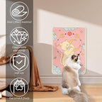 Sisal Cat Scratcher Mat, Durable and Shedding Resistant Cat Scratching Pad with Pattern, 19.69x13.78 Inch Anti Scratch Furniture Protector for Wall Couch Carpet (Pink)