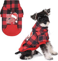 KOOLTAIL Christmas Dog Hoodie, Red Plaid Pet Sweater, Hat Hooded Sweatshirt Dog Clothes for Small Medium Large Dogs Boys Girls, Soft Warm Winter Cold Weather Coat with Leash Hole&Pocket, Santa, S