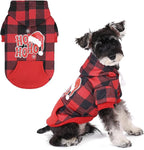 KOOLTAIL Christmas Dog Hoodie, Red Plaid Pet Sweater, Hat Hooded Sweatshirt Dog Clothes for Small Medium Large Dogs Boys Girls, Soft Warm Winter Cold Weather Coat with Leash Hole&Pocket, Santa, S
