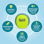 Outward Hound FlyFetch Squeak Ball Dog Toy, Extra‑Loud Squeaker, Durable Foam Core, Floats in Water, All Breeds, 4"