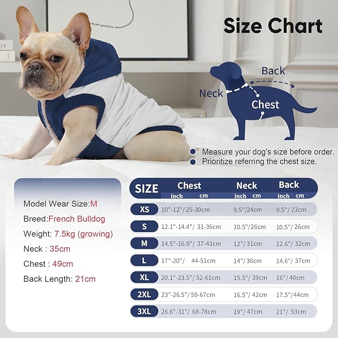 Fleece Lining Extra Warm Dog Hoodie in Winter,Small Dog Jacket Puppy Coats with Hooded,Beige and Blue S