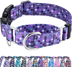 Reflective Martingale Collar for Dogs with Quick Release Buckle Cute No Pull Training Dog Collars (Purple Polka Dot, Small)