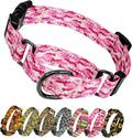Kazazoo Reflective Martingale Collar for Dogs with Quick Release Buckle Adjustable Soft Durable Dog Collar for Small Medium Large No Pull Training Dog Collars-Pink Camo M