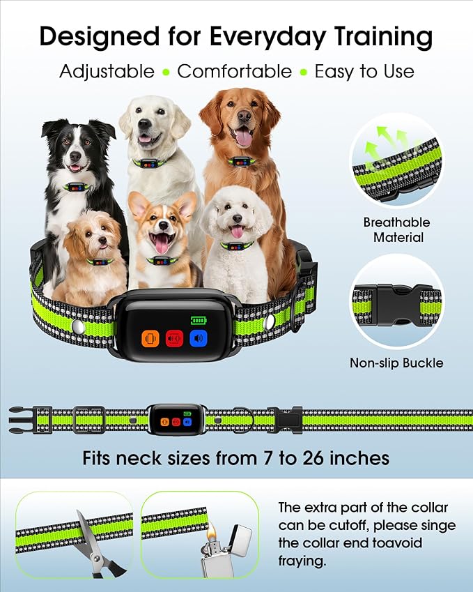 Upgrade Vibrating Dog Training Collar with Remote, No Shock, Beep and Vibration Only, 3300FT Long Range, Waterproof Rechargeable, Safety Lock, No Prongs, for Small Medium Large Dogs