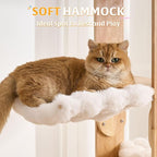 HITTITE Solid Wood Cat Tree Tower with Scratching Post, 64 Inches Tall Cat Towers with Scratching Board, Modern Cat Tower with Space Capsule and Removable Top Bed for Indoor Cats