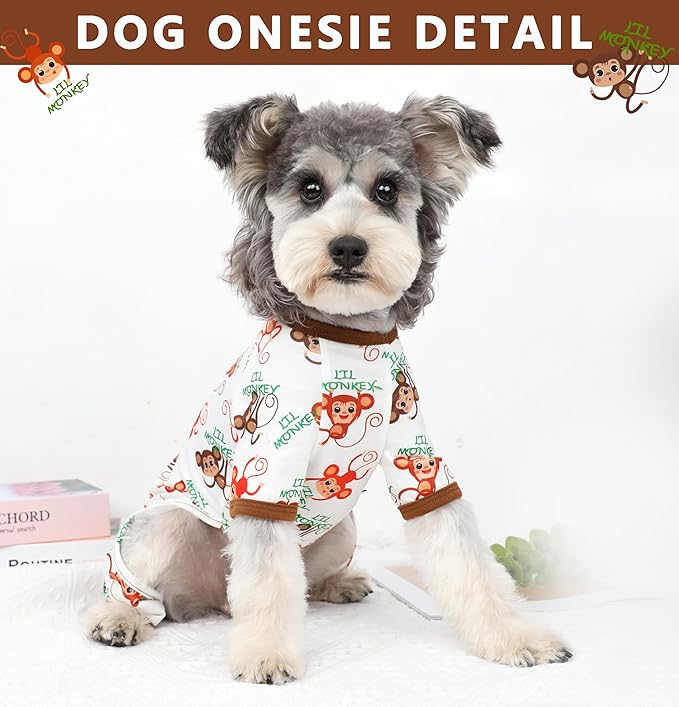 Dog Pajamas Spring Summer Dog Clothes for Small Medium Dogs Girl Boy Cute Soft Puppy Pjs Clothes Doggie Onesies Cat Pet Jammies Outfit (Brown,S)