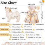 4 Pcs Cute Plaid Dog Dress Set with Bow Tie Harness & Leash for Small Dogs, Puppy Clothes for Girls Outfits(XS,Light Color)